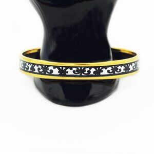 Hermes Narrow "Balcons du Guadalquivir" Enamel and Gold Bangle